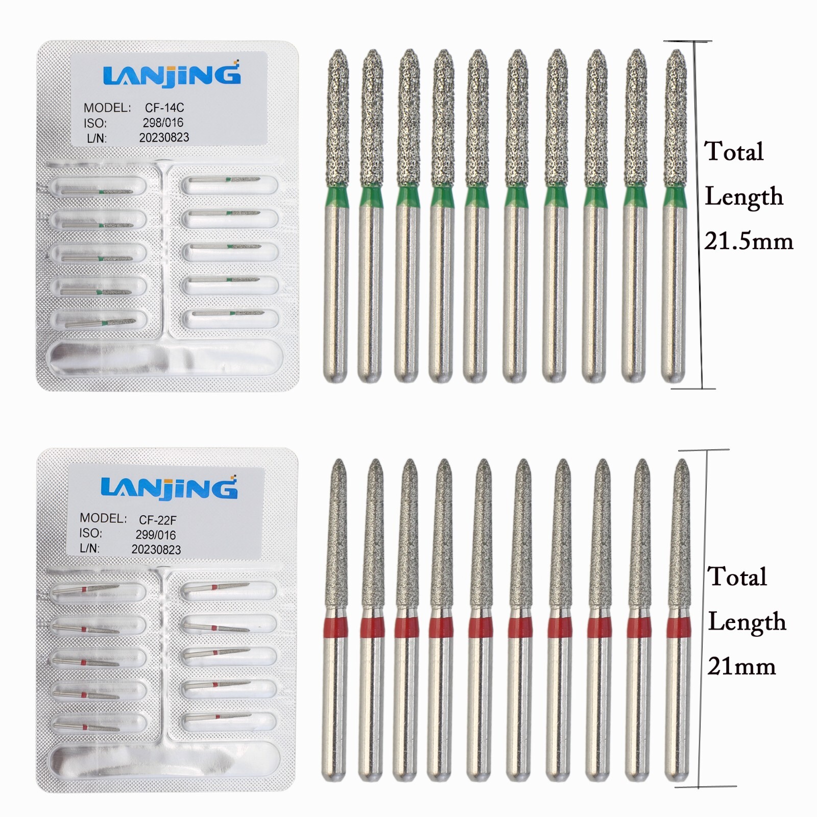 Dental Diamond Burs Modified Chamfer CF/22F Coarse Grit For High Speed Handpiece