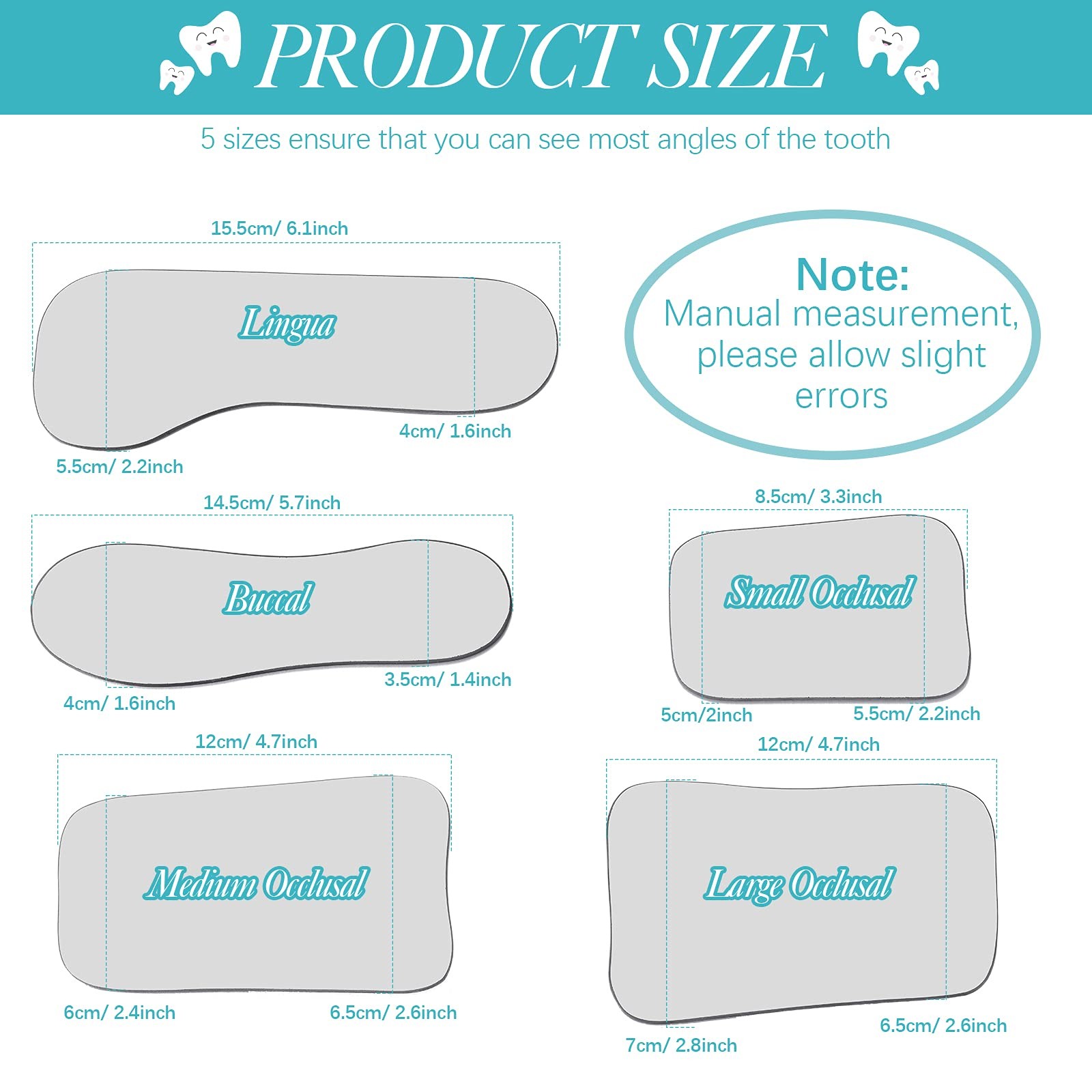 5 Pieces Dental Mirror for Teeth Intraoral Photography Mouth Occlusal…