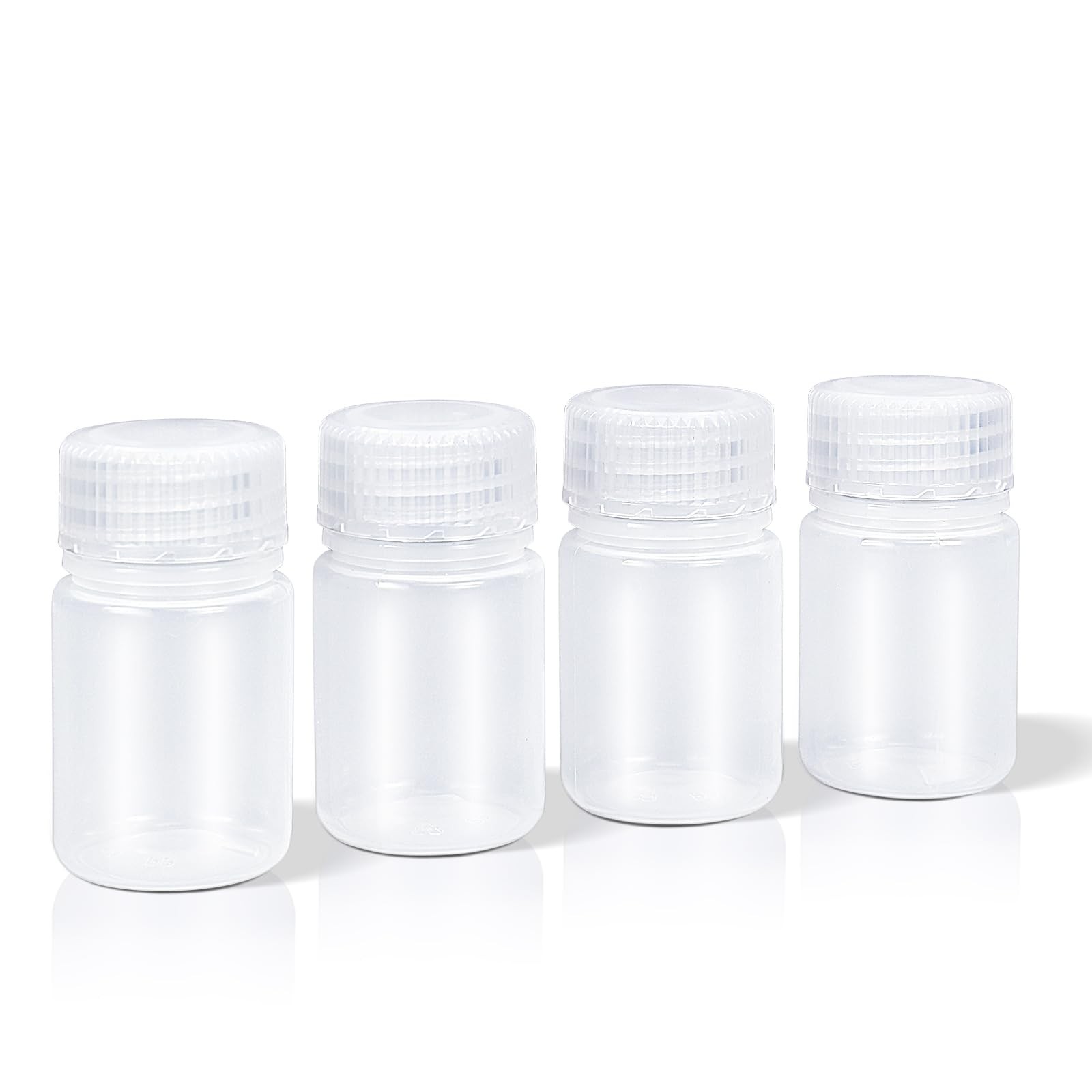 DEMORA 1 oz Small Plastic Bottles with Caps, Airtight Refillable 1 oz, Clear