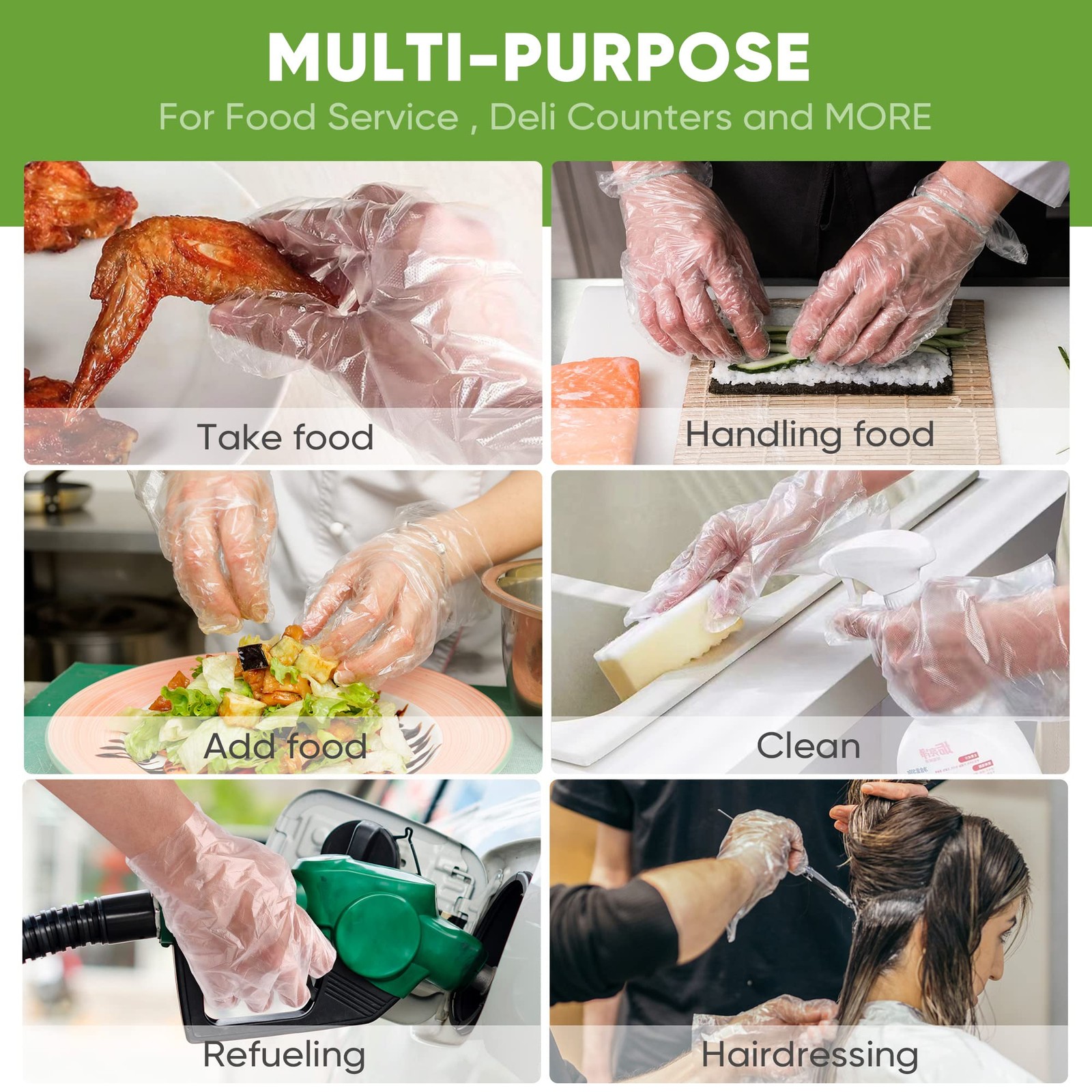 500 Count Disposable Plastic Food Prep Gloves for Food Handling House Cleaning