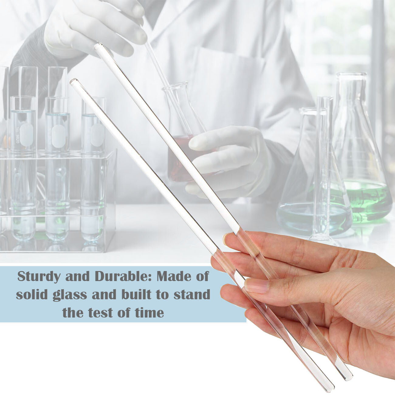 12PCS Glass Stirring Rods for MEdical Lab Use Science Lab Experiment Tool 8»