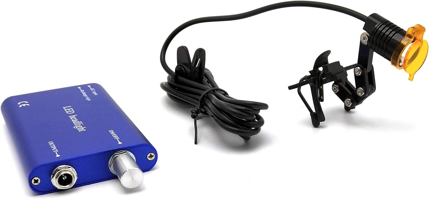 Dental Medical 3W LED Metal Clip-on Head Light with Filter for Glasses Blue USA