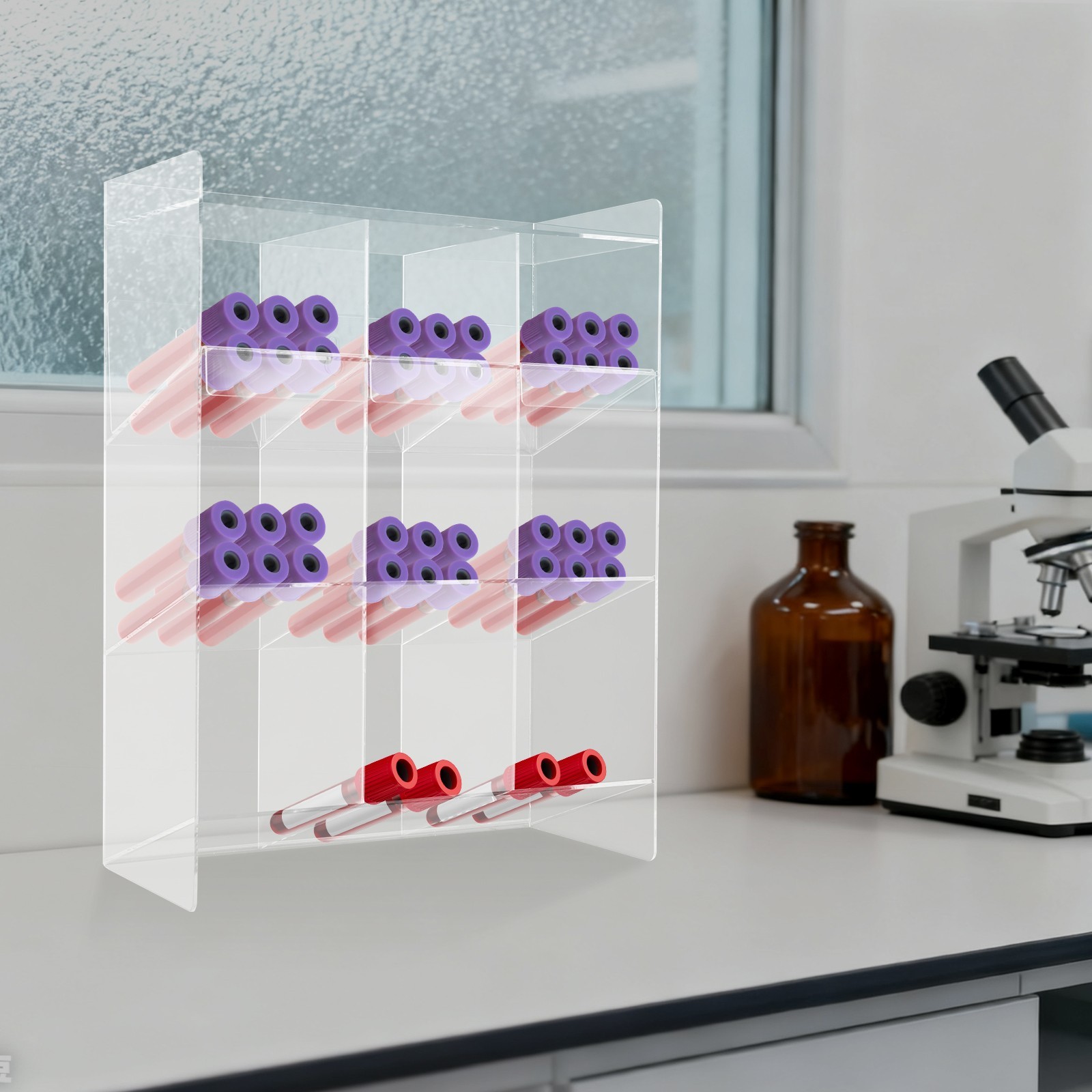 Clear Acrylic Tube Rack | Wall Mounting & Countertop Tube Organizer Holder