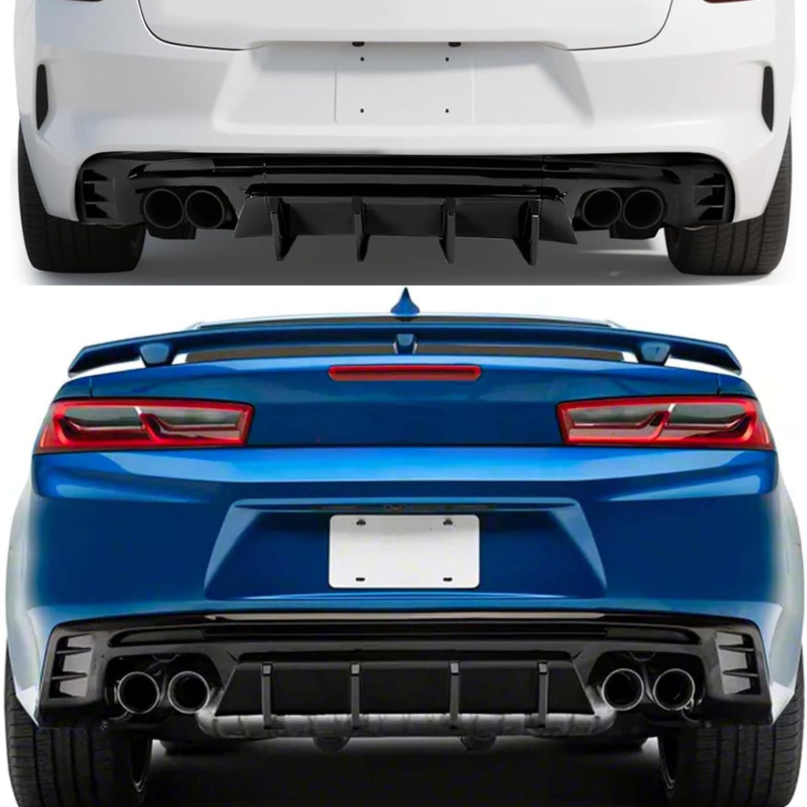 Rear Bumper Diffuser for 2016-2025 Camaro Coupe Convertible Glossy Black