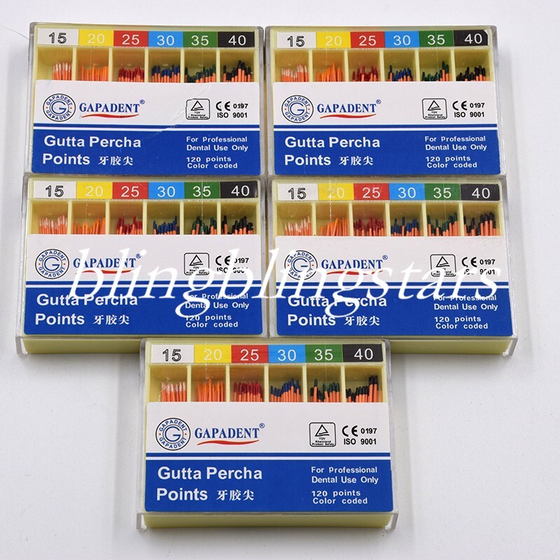 120 Pcs/Box Endodontic Dental GAPADENT Gutta Percha 0.02 Taper Zinc Oxide #15-40