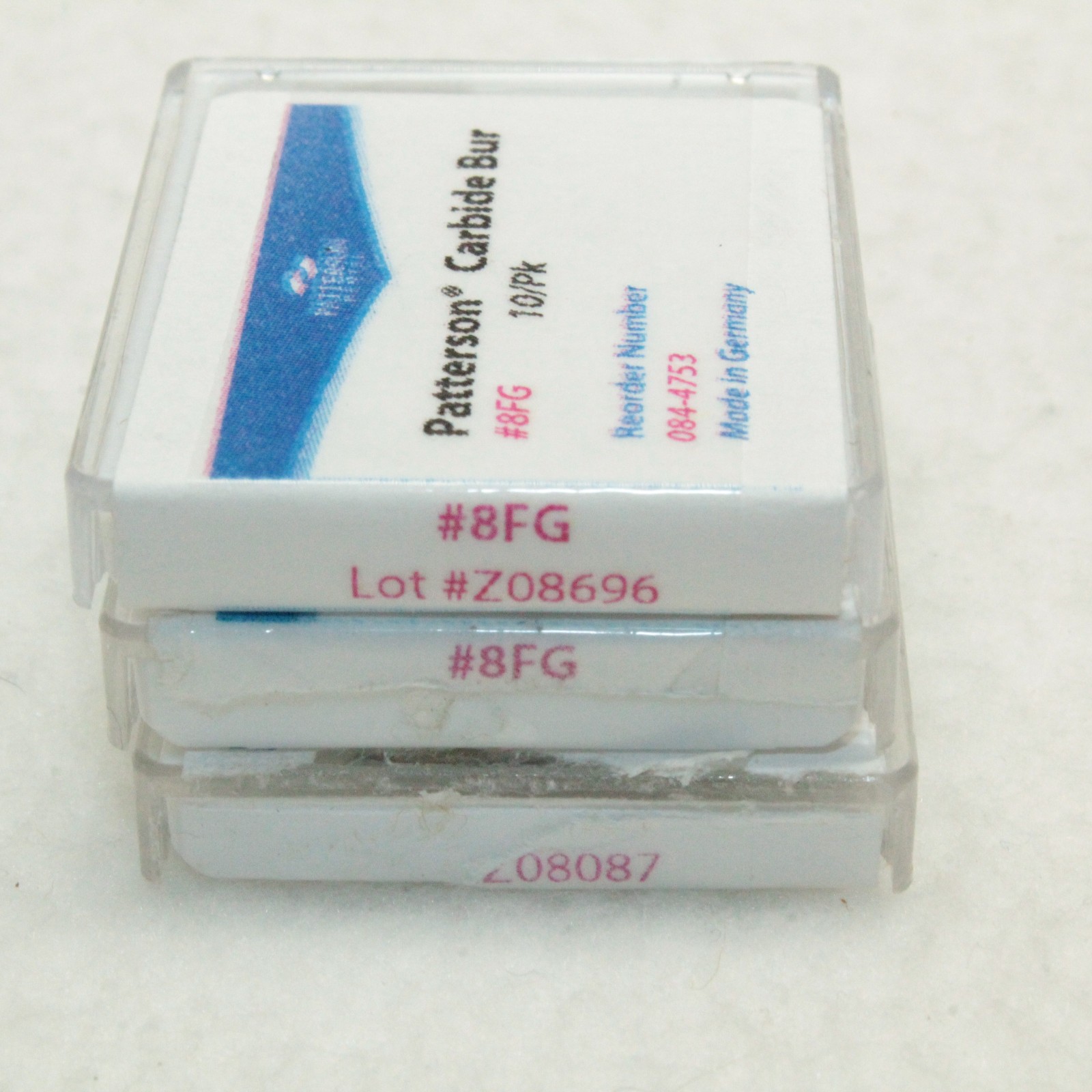 Patterson Carbide Bur #8FG Reorder #084-4753, Lot of 3 Packs, up to 10/ea