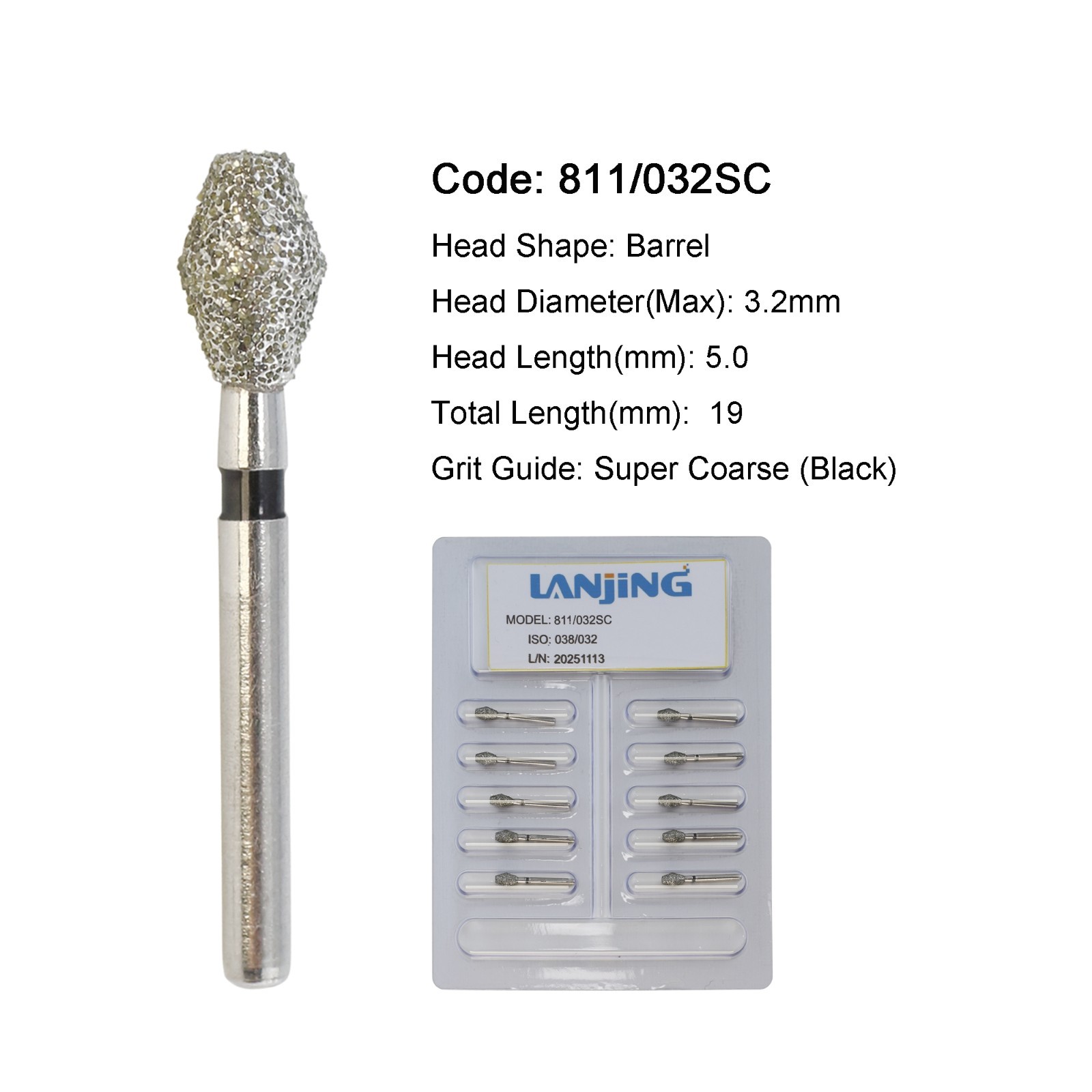 Dental Diamond Burs FG Egg Football Barrel Super Coarse Fine Grit High Speed Bur