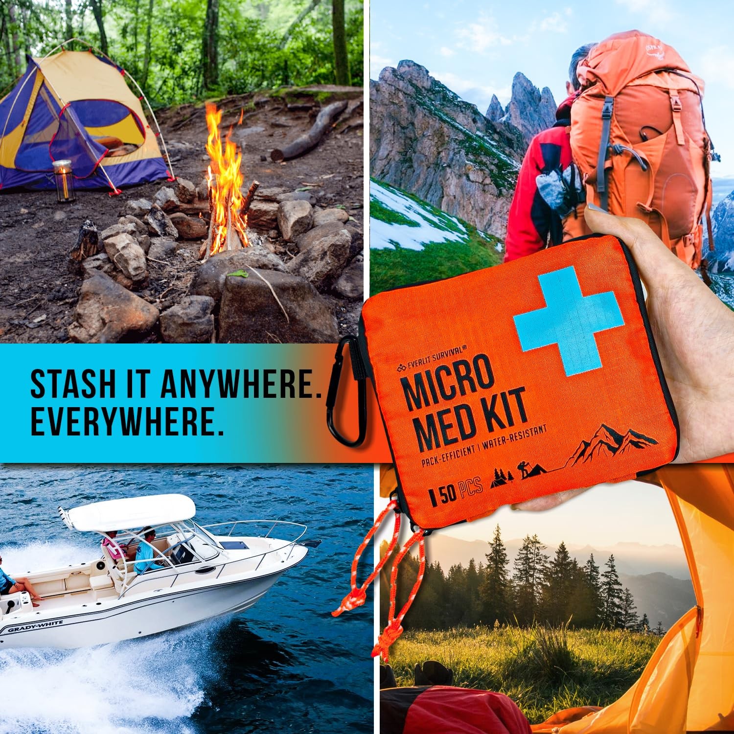 Everlit Mini First Aid Kit 3-Pack Ultralight Compact Water-Resistant Hiker