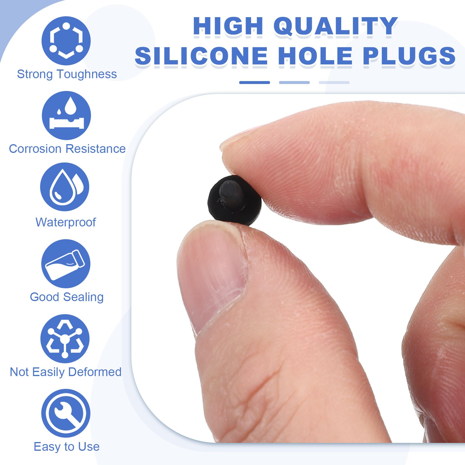 25Pcs T Shaped Solid Silicone Stopper Dia 3.5mm/0.14 Inch Rubber Hole Plugs,