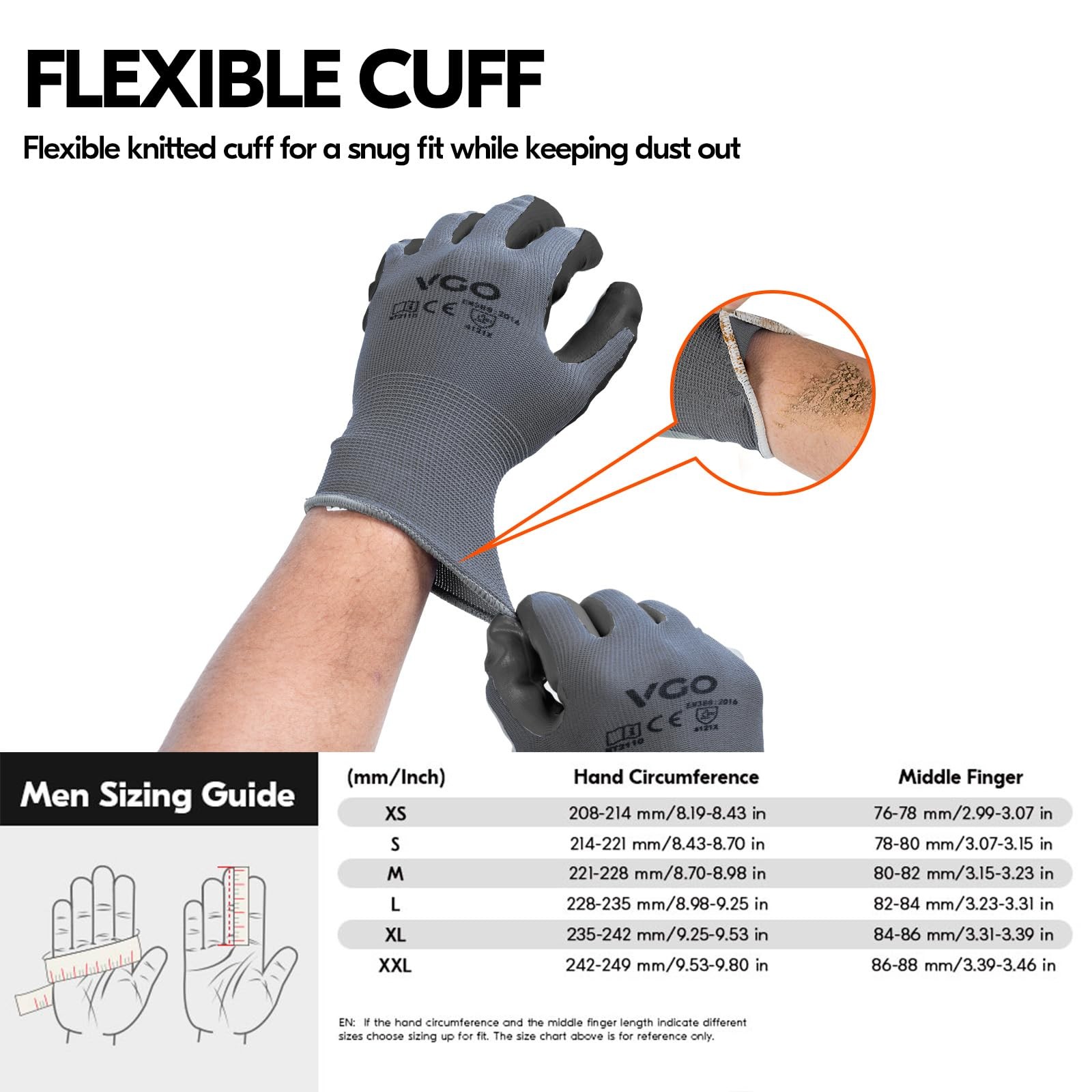 Vgo… 10-Pairs Safety Work Gloves Gardening Gloves Non-Slip Nitrile Coating