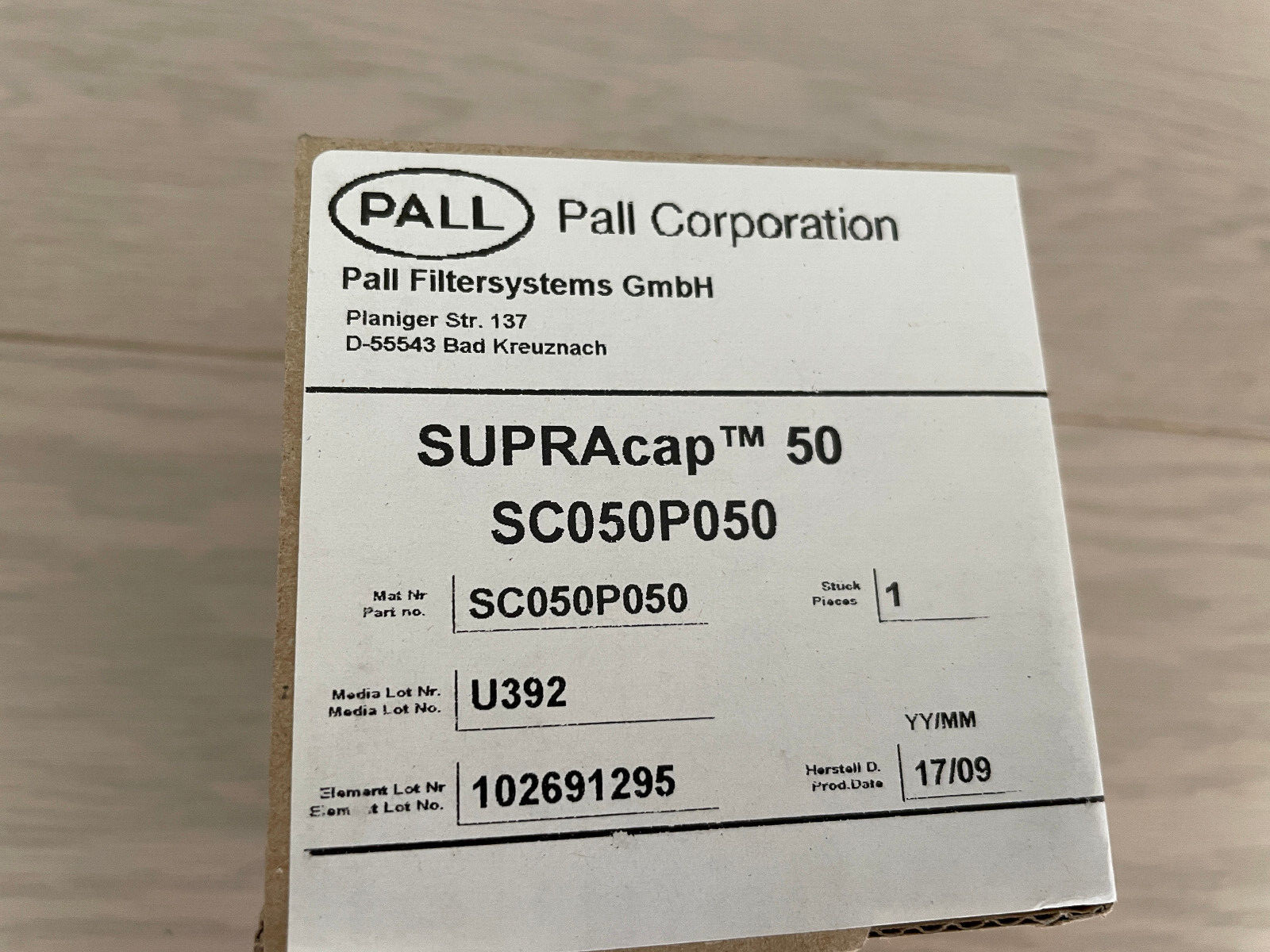 Pall SC050P050 Supracap 50 Depth Filter Capsule KS 50P media luer lock