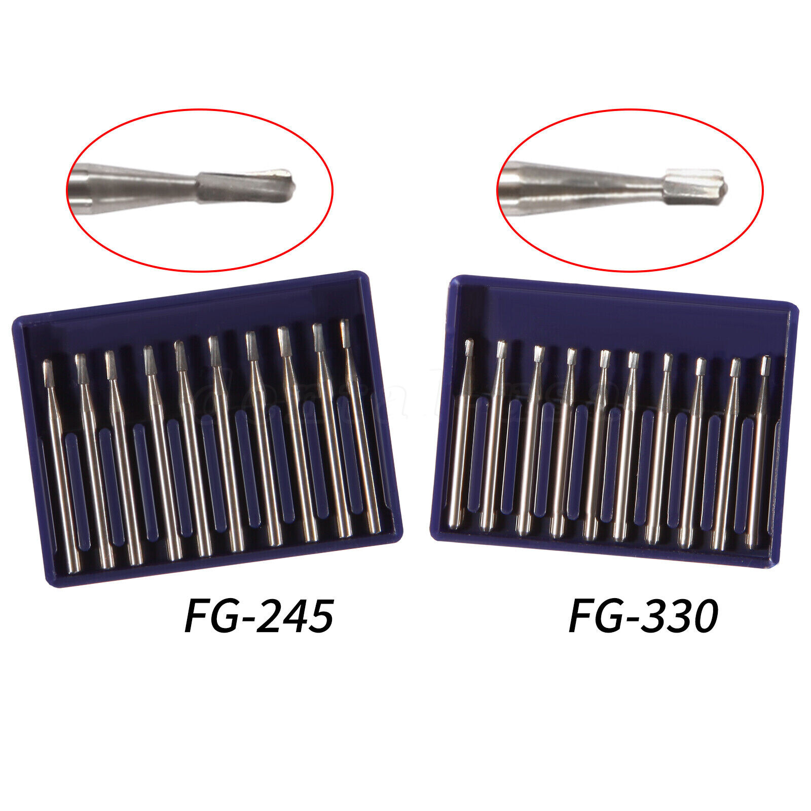 Lots Dental Burs FG 330 245 Carbide High Speed Pear Domed Fissure Friction Grip