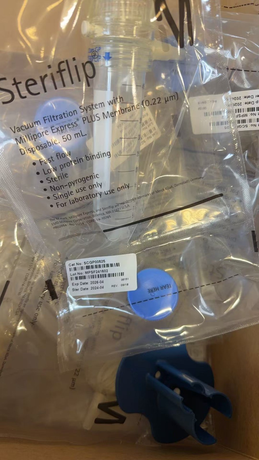 Millipore SCGP00525 Sterile 50ml Disposable Vacuum Filtration System, 12 filters