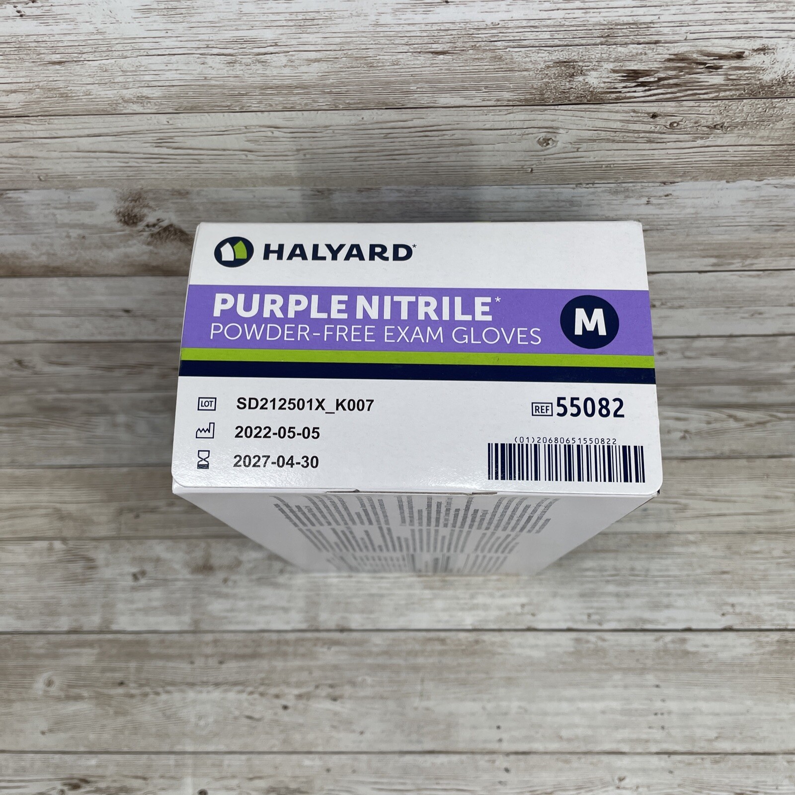 1 Box HALYARD PURPLE NITRILE EXAM GLOVES Powder-Free Size: MEDIUM Exp: 4/2027
