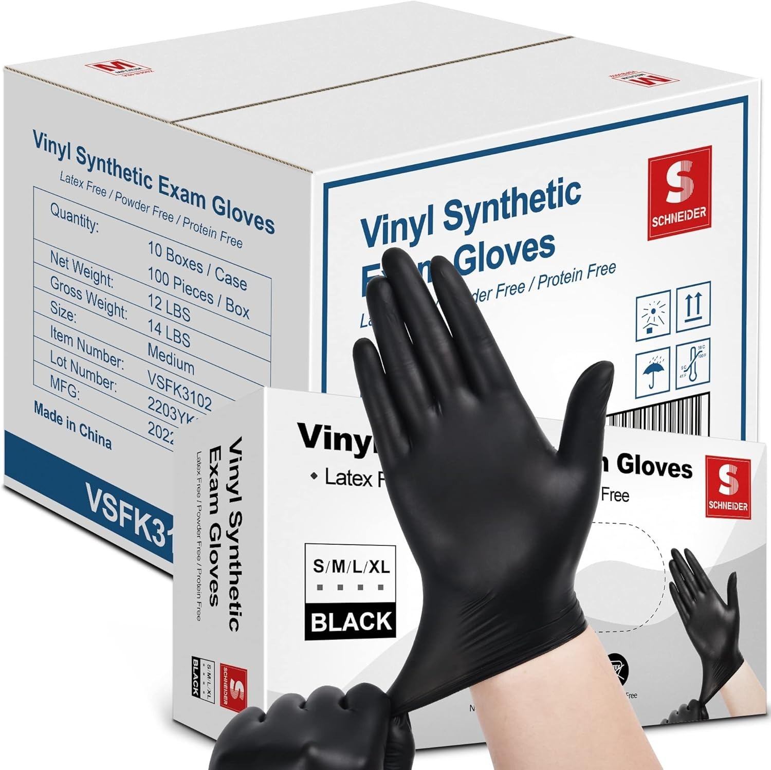 4 Mil Black Vinyl Exam Gloves – 1000 Count, Ambidextrous & Food Grade