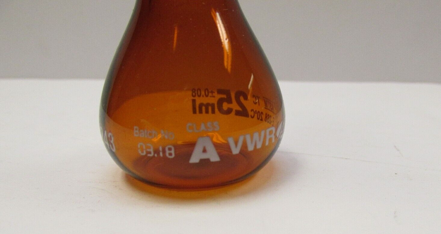 1 ea. VWR Flask Volumetric 25ML Class A Amber Heavy Design Wide Mouth #10124-092