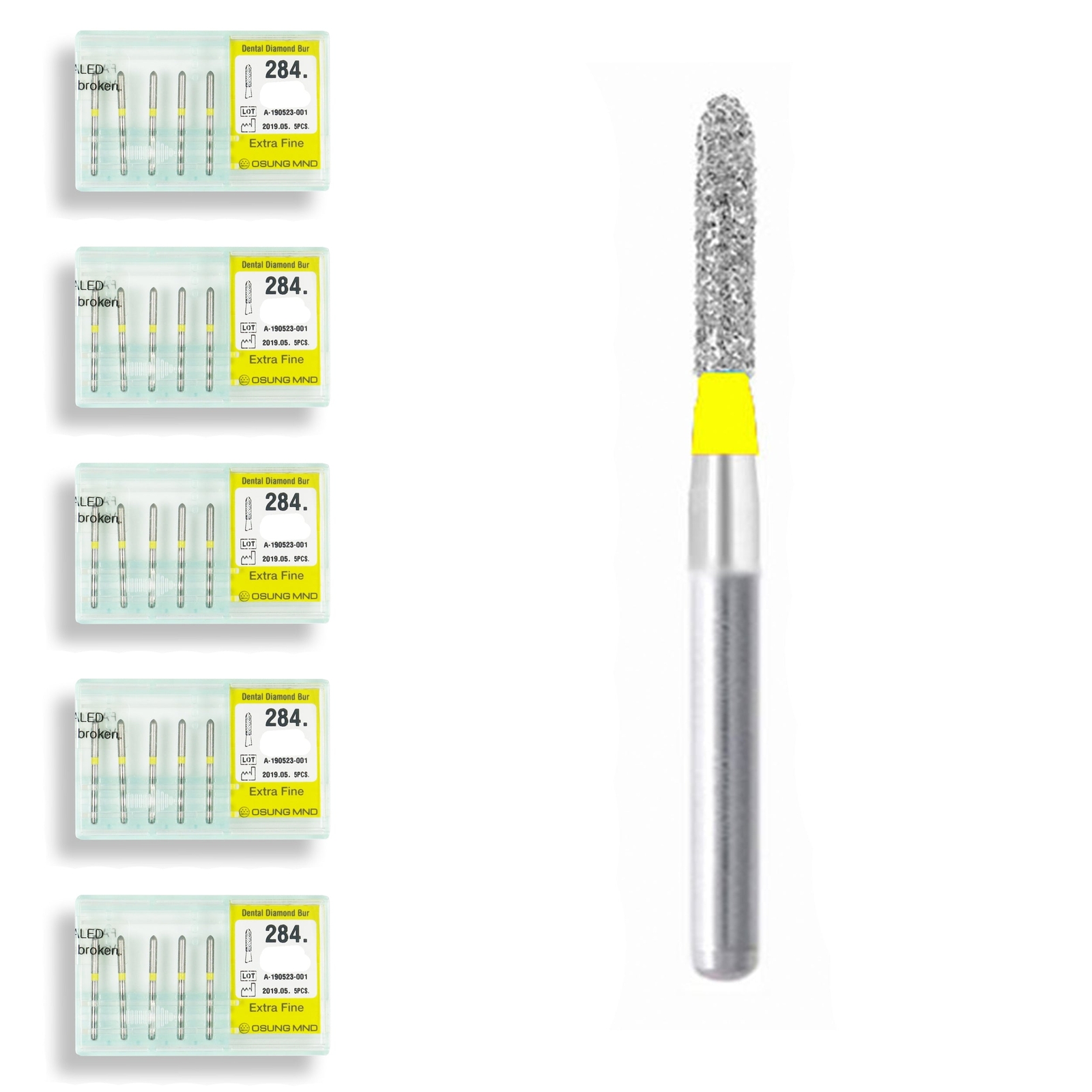 Torpedo, Cylindrical 1.6 mm Dia. Extra Fine Grit Diamond Dental Bur 25 Pcs