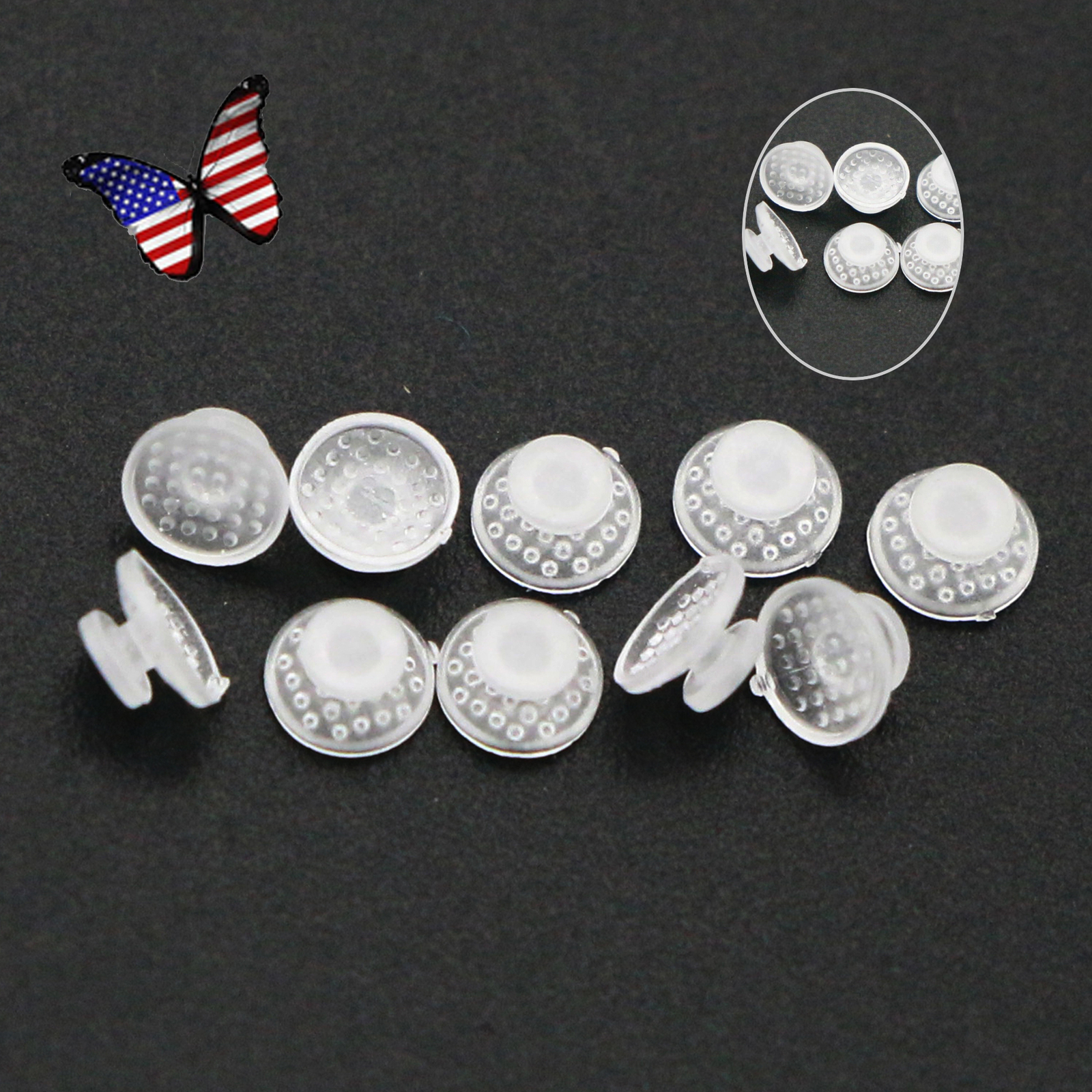 US 100 Pcs Dental Orthodontic Clear Ceramic Lingual Base Button Bondable Round