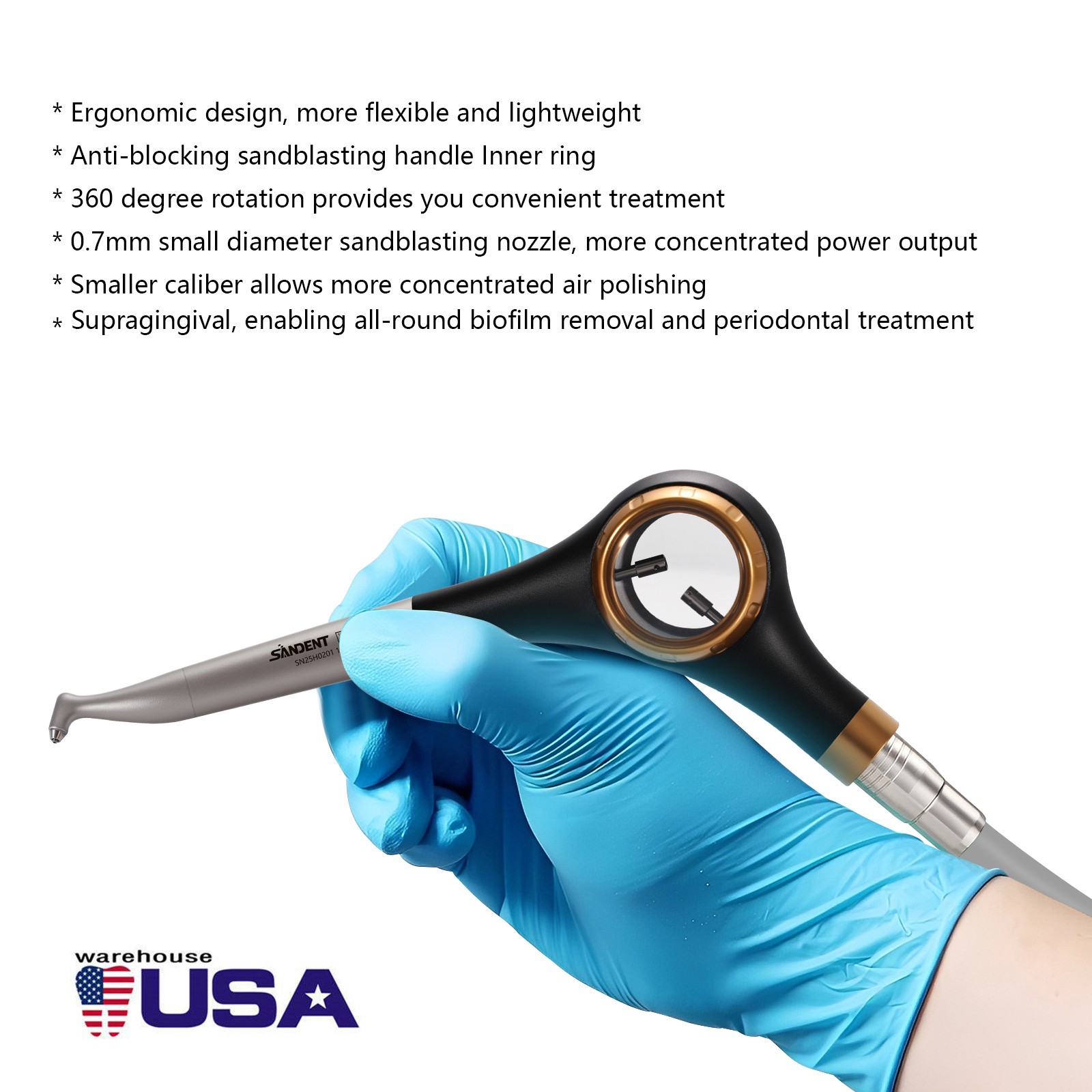 SANDENT Dental Air Flow Prophy Air Polisher Supra Handpiece 4 Holes