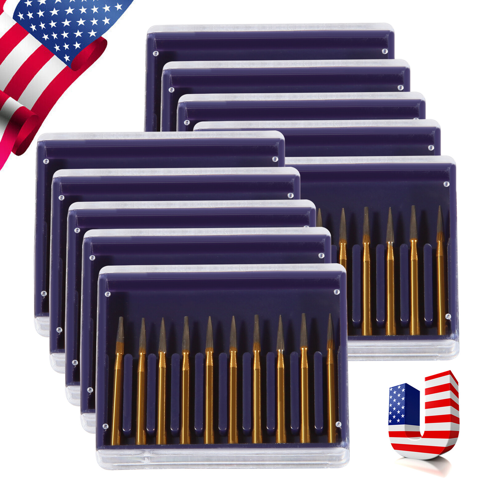 Dental Tungsten Carbide Gold Burs Trimming & Finishing & Polishing Flame FG 7901