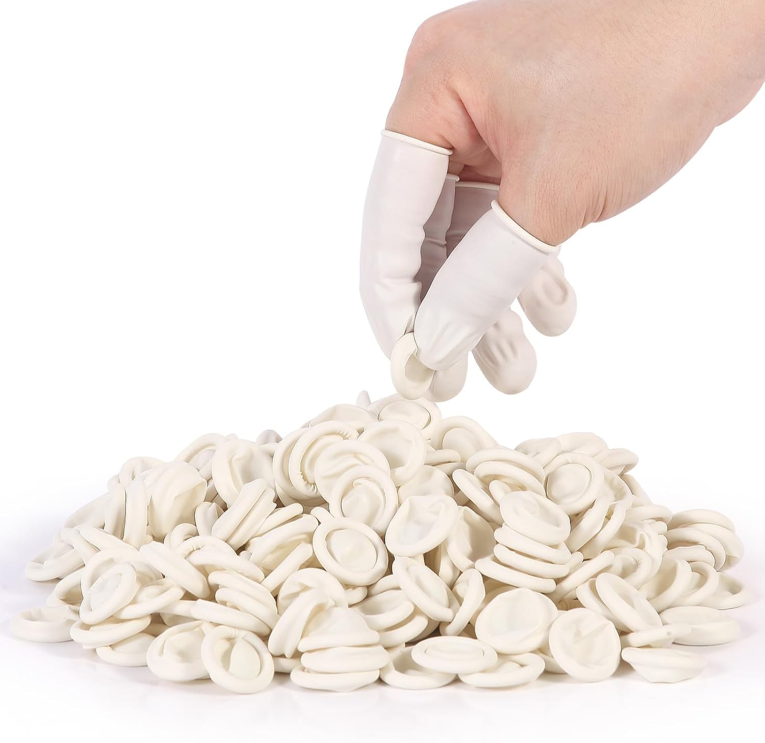 White Latex Finger Cots Finger Protectors, Disposable Medium-Sized Finger Glo…