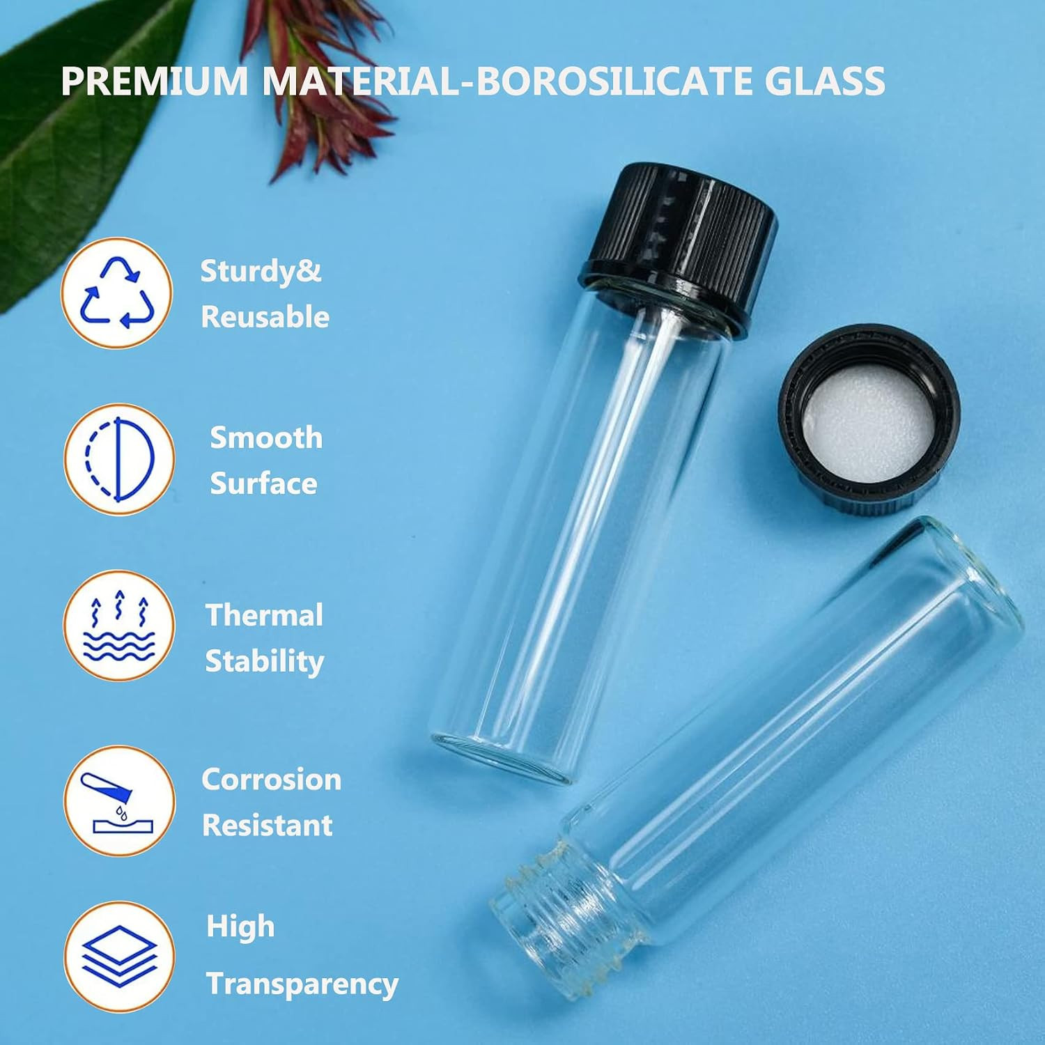 Borosilicate Glass Vials with Caps, 4ml, 20 PCS | Leak-proof tiny jars,Sample st