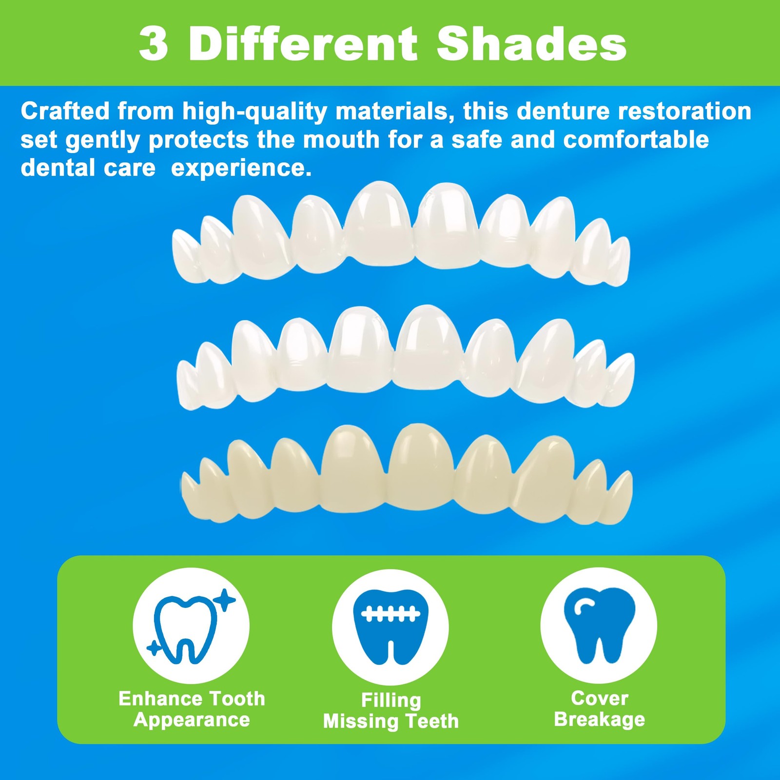 Veneers Teeth for Women, Tooth Replacement Missing Teeth, Upper Veneer 6PCS