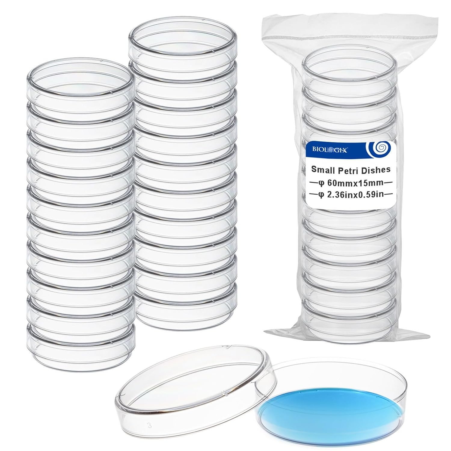 Science Plastic Petri Dishes with Lids, 30 Pack 60Mm Dia X 15Mm Sterile Culture