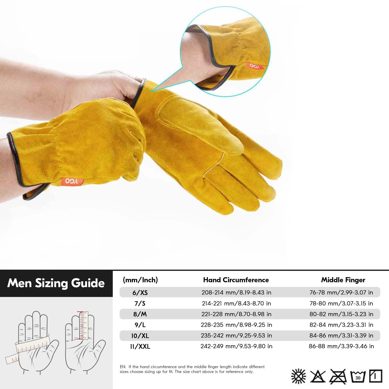 Vgo… 3-Pairs Unlined Cowhide Split Leather Work And Driver Gloves For Heavy