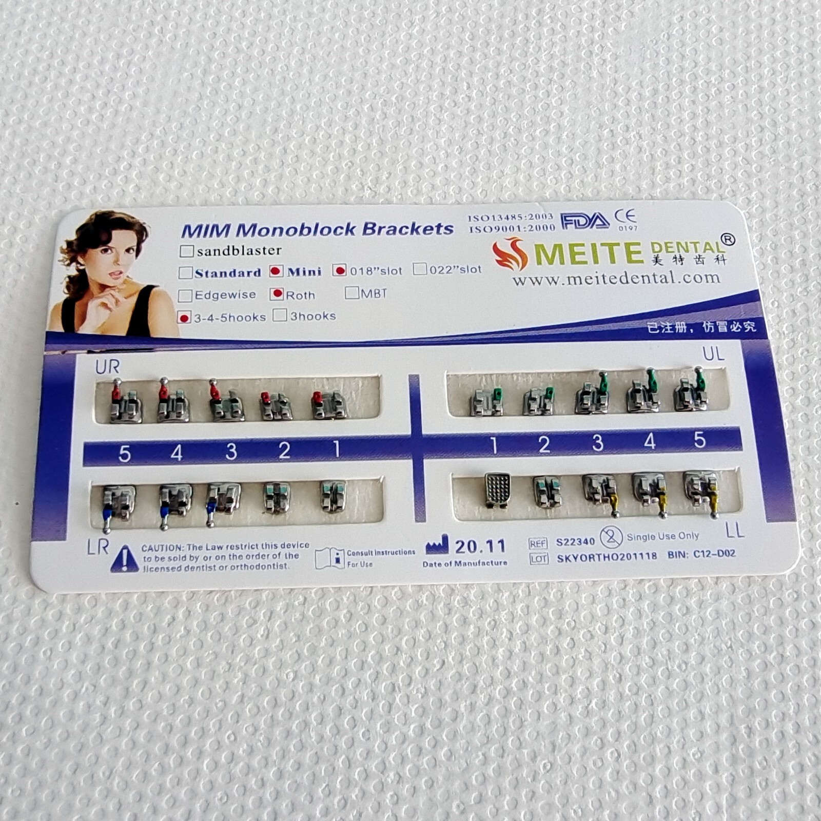 Dental Orthodontic Metal Brackets Braces Mini Roth Slot.018 Hooks 345