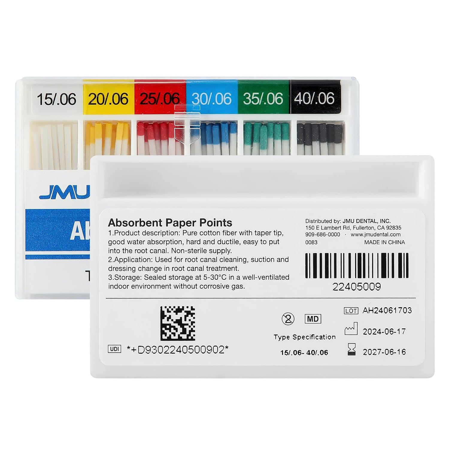 Absorbent Paper Points,Taper 02,04,06 (.06 Taper, #15-40)