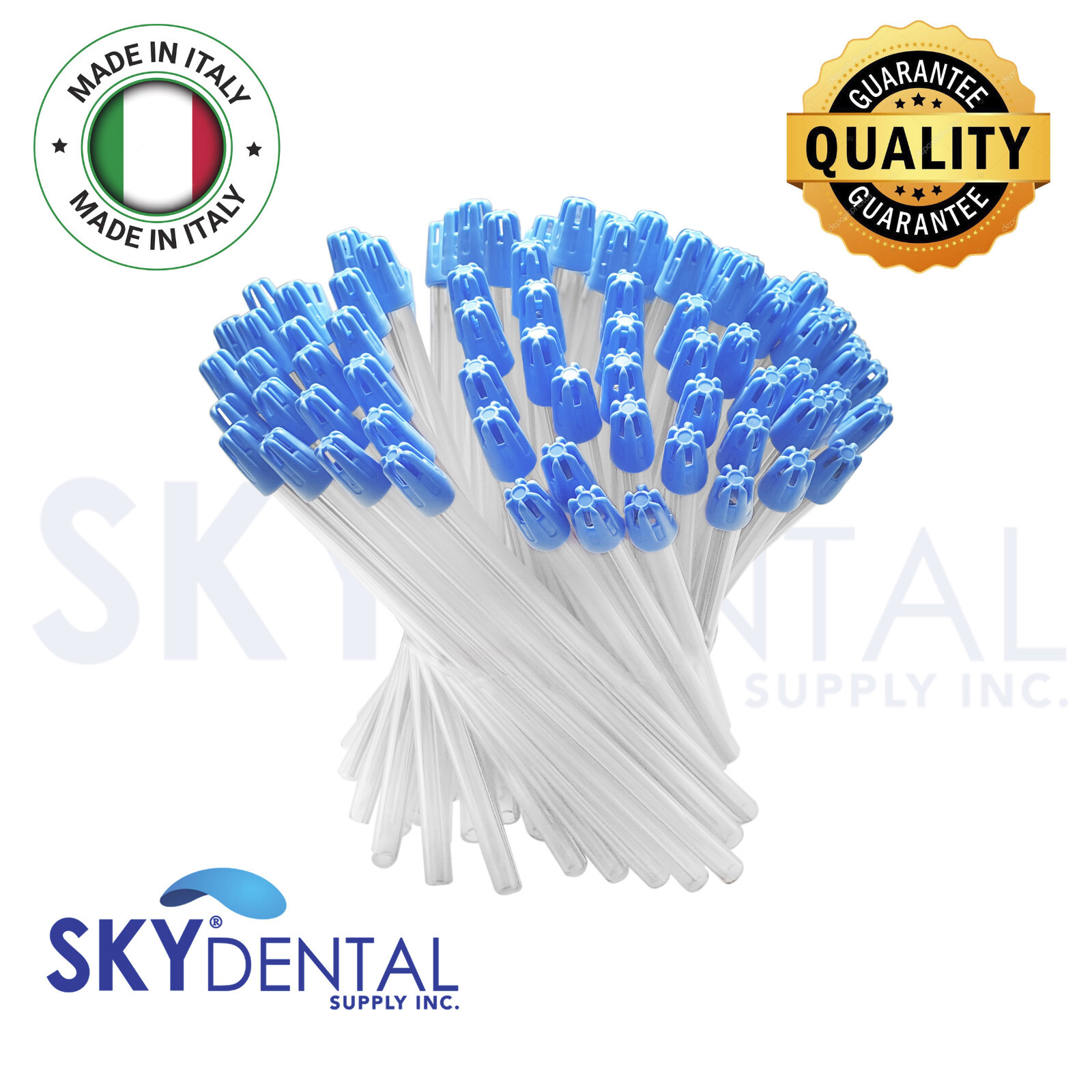 4500x Saliva Ejector Translucent clear with Blue Tips Made in Italy