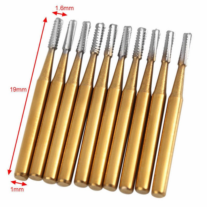 10Pc Dental Metal High Speed Burs Crown Cutter Cutting Tungsten Steel Instrument