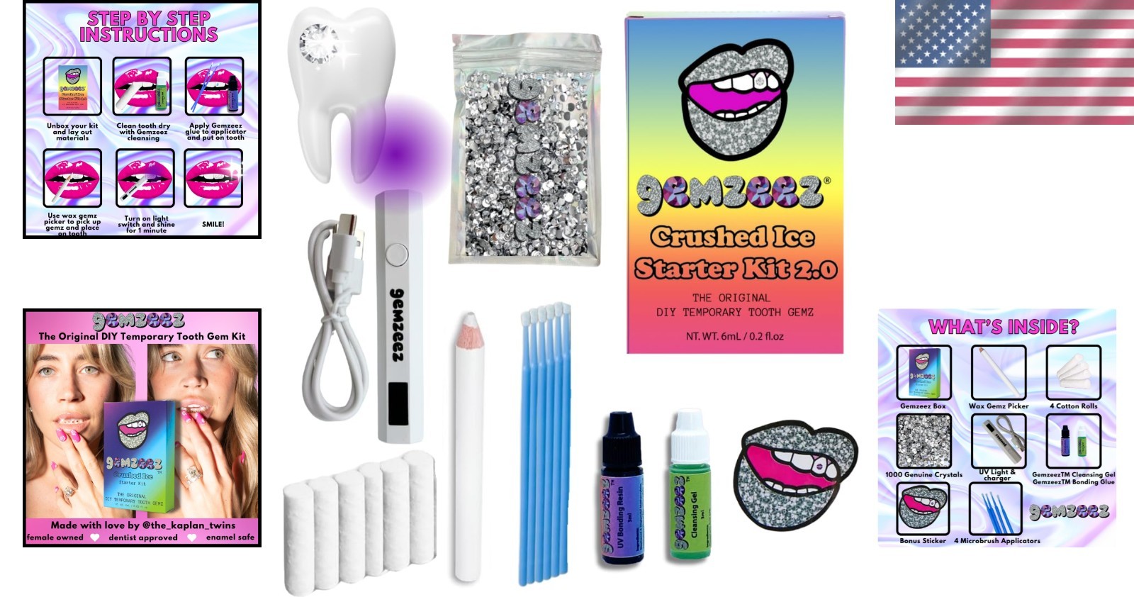 Sparkling Smile Tooth Gems Starter Kit: DIY Cosmetic Crystals, Easy At-Home Glam