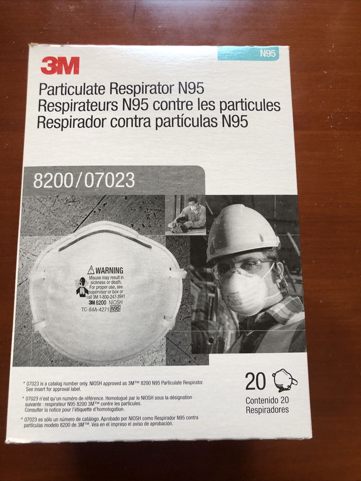 3M 8200 N95 Particulate Respirator Box Of 20 Disposable Masks EXP Date 03/2025
