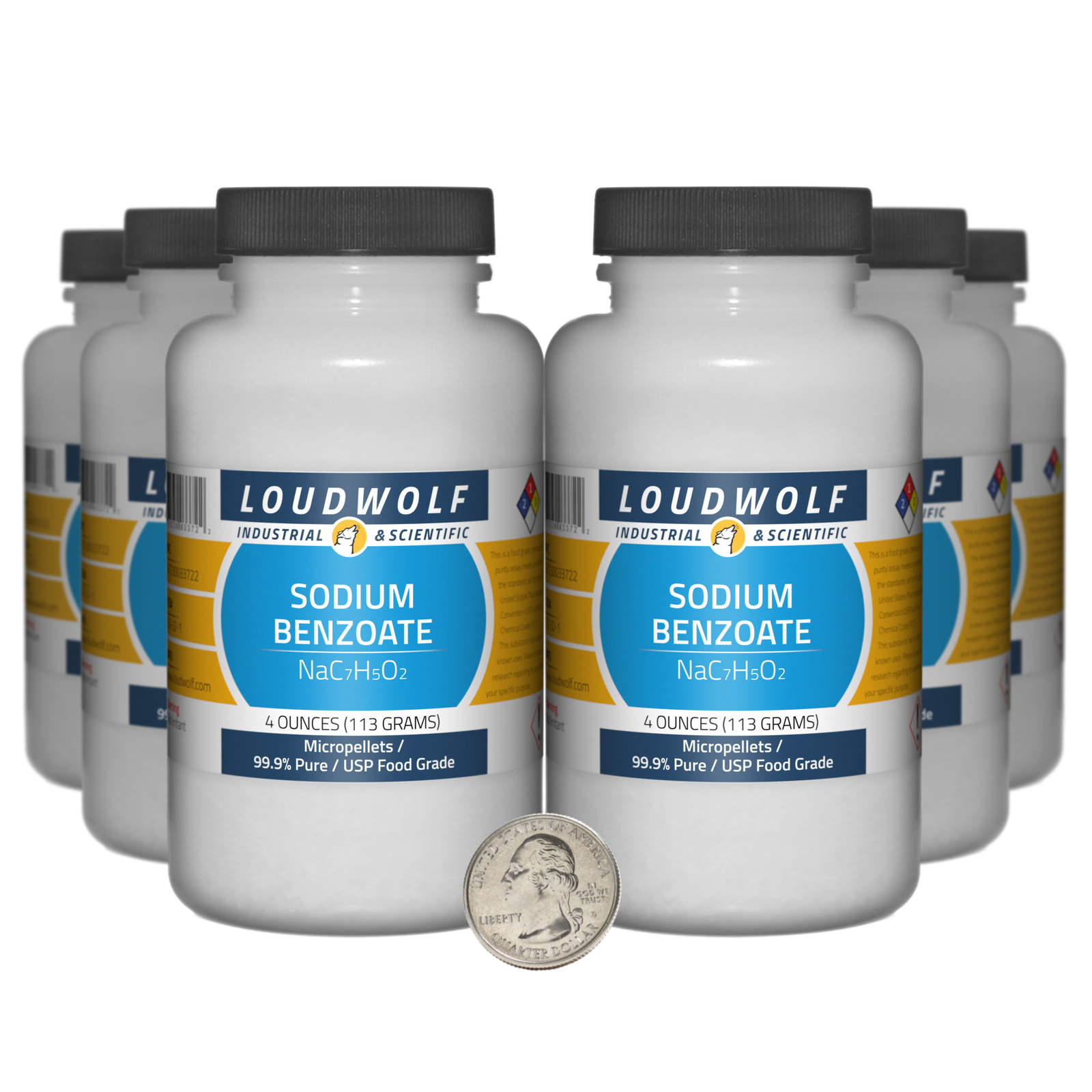Sodium Benzoate / 1.5 Lbs / 6 Bottles / 99.9% Pure USP Food Grade / Micropellets