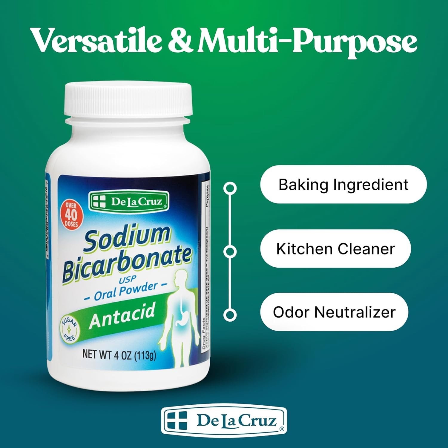 4-Pack Pure Sodium Bicarbonate – Fast-Acting Antacid Powder for Heartburn Relief