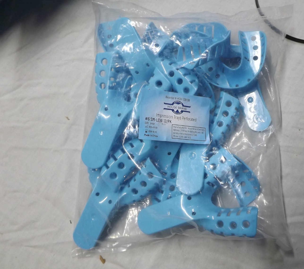 House brand dental impression trays perforated #6 small lower bag of 12 new