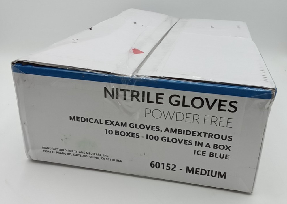 FINITEX Ice Blue Nitrile Powder-Free Exam Gloves, 10 Boxes, 1000ct, Medium 60152