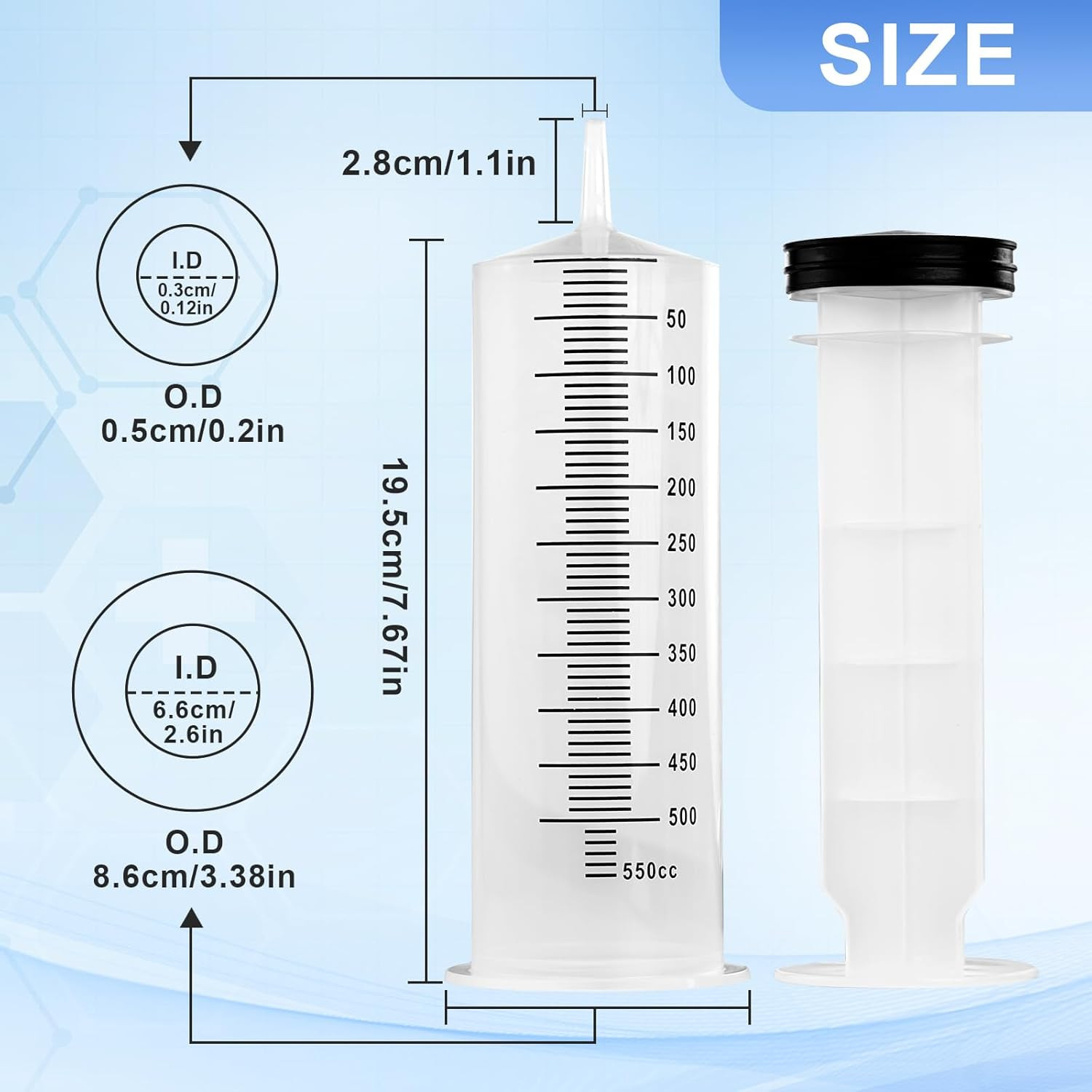 500ml Large Syringes, Individually Sterile Sealed Plastic Syringe for…