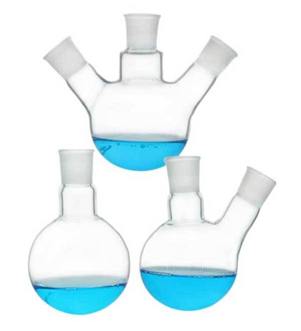 Lab Transparent Quartz Flask 50ml-1000ml, Round Bottom, 3 Standard Joints
