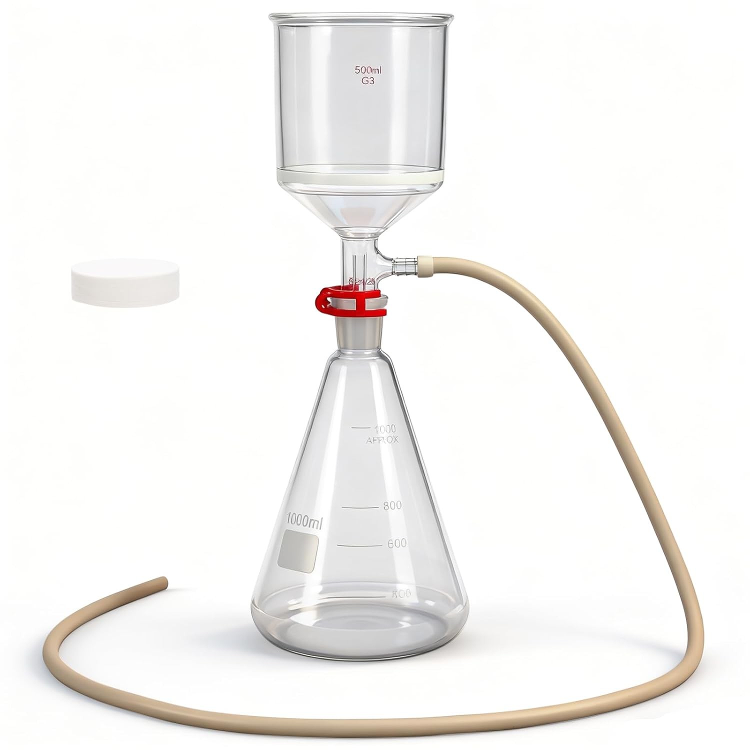 Funnel Filtering Kit, 1000ml Filter Bottle&500ml Funnel, High Borosilicate Glass