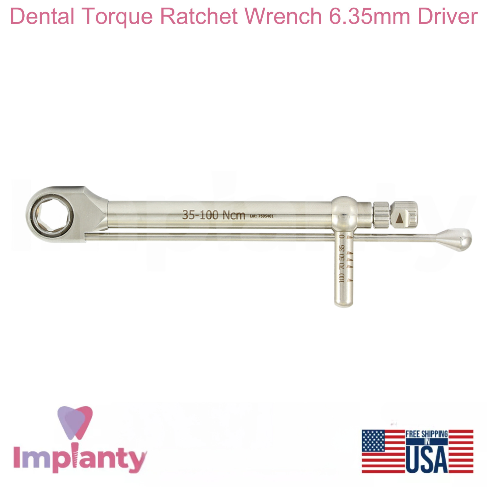 Dental Torque Ratchet Wrench 6.35mm Driver Installation and Removal Instrument