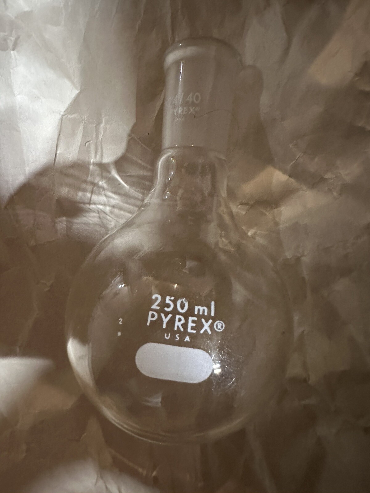 PYREX 250mL Glass Single Neck Round Bottom Boiling Flask 24/40 Joint 4320-250