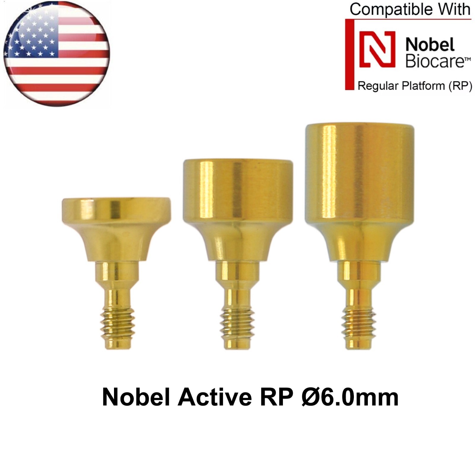 US Dental Healing Abutments Cap RP ∅3.6/5.0/6.0 H3/5/7mm fits Nobel Biocare