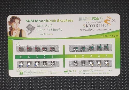 100 Sets Dental Orthodontic Metal Brackets Braces Mini Roth/MBT 022 345 Hooks