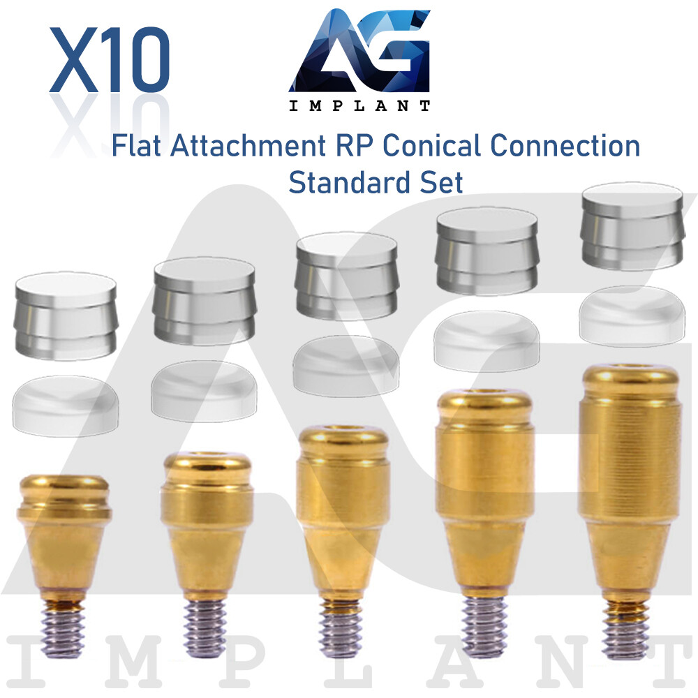 10 Flat Attachment Abutment Standard Silicone Set RP Conical Connection