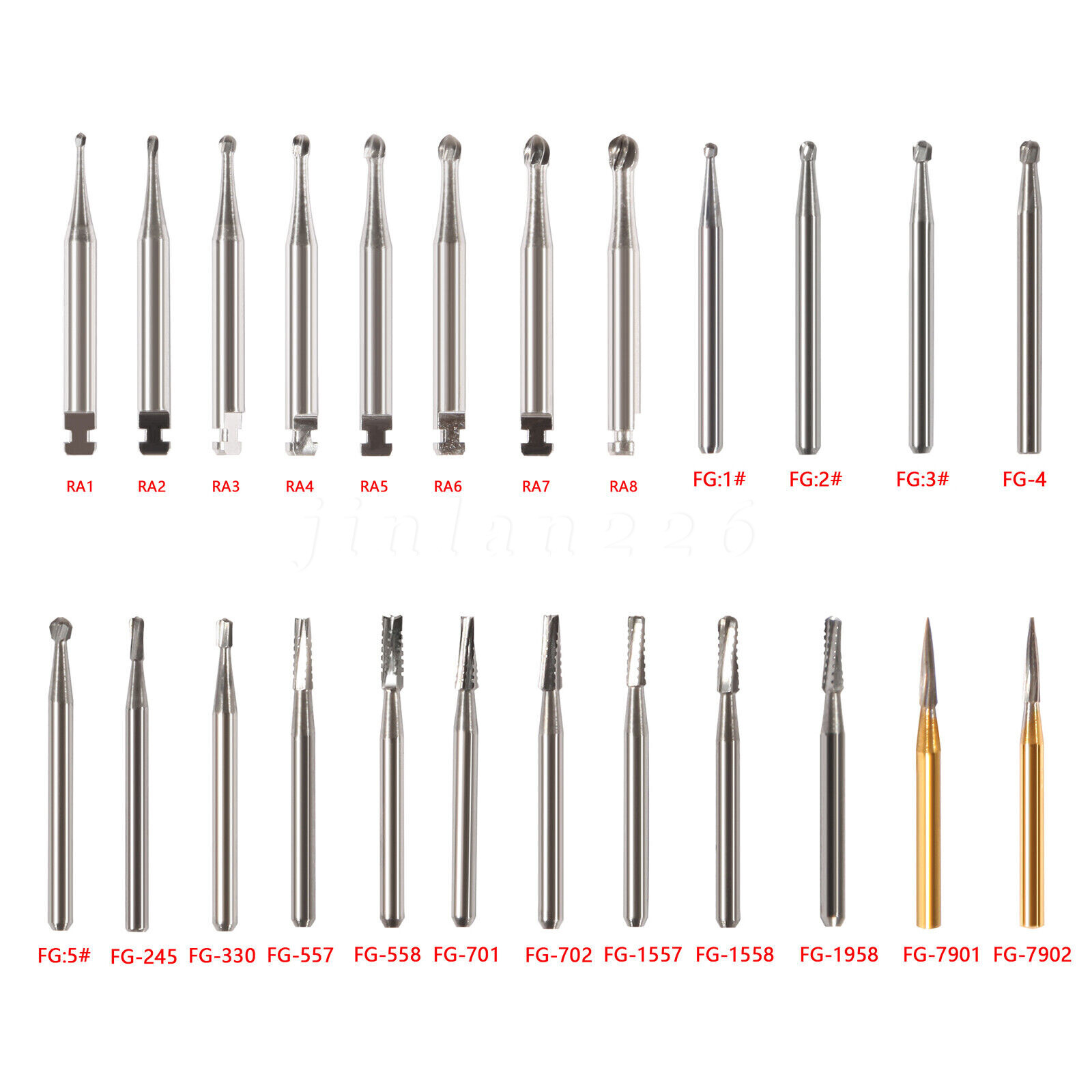 10PCS Dental Burs FG 330 557 4 Carbide Burr Friction Grip Round Pear High Speed