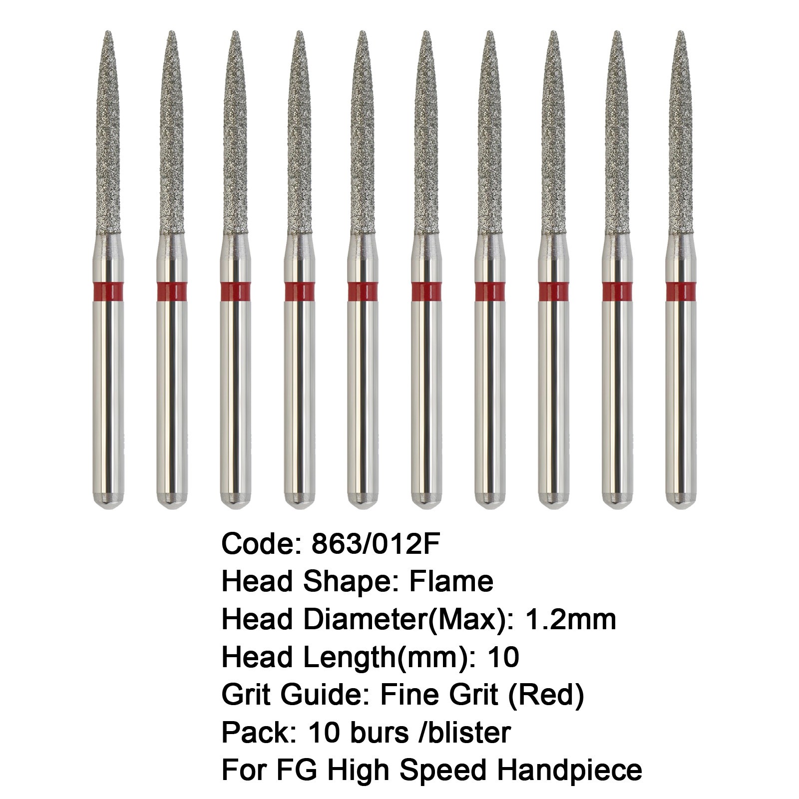 Dental Diamond Burs Football Egg Round Ball Taper Flame Burr FG High Speed Bur