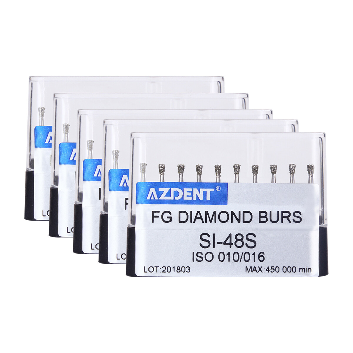 5 Kits Dental Diamond Burs Single inverted Cone SI-48S For High Speed Handpiece
